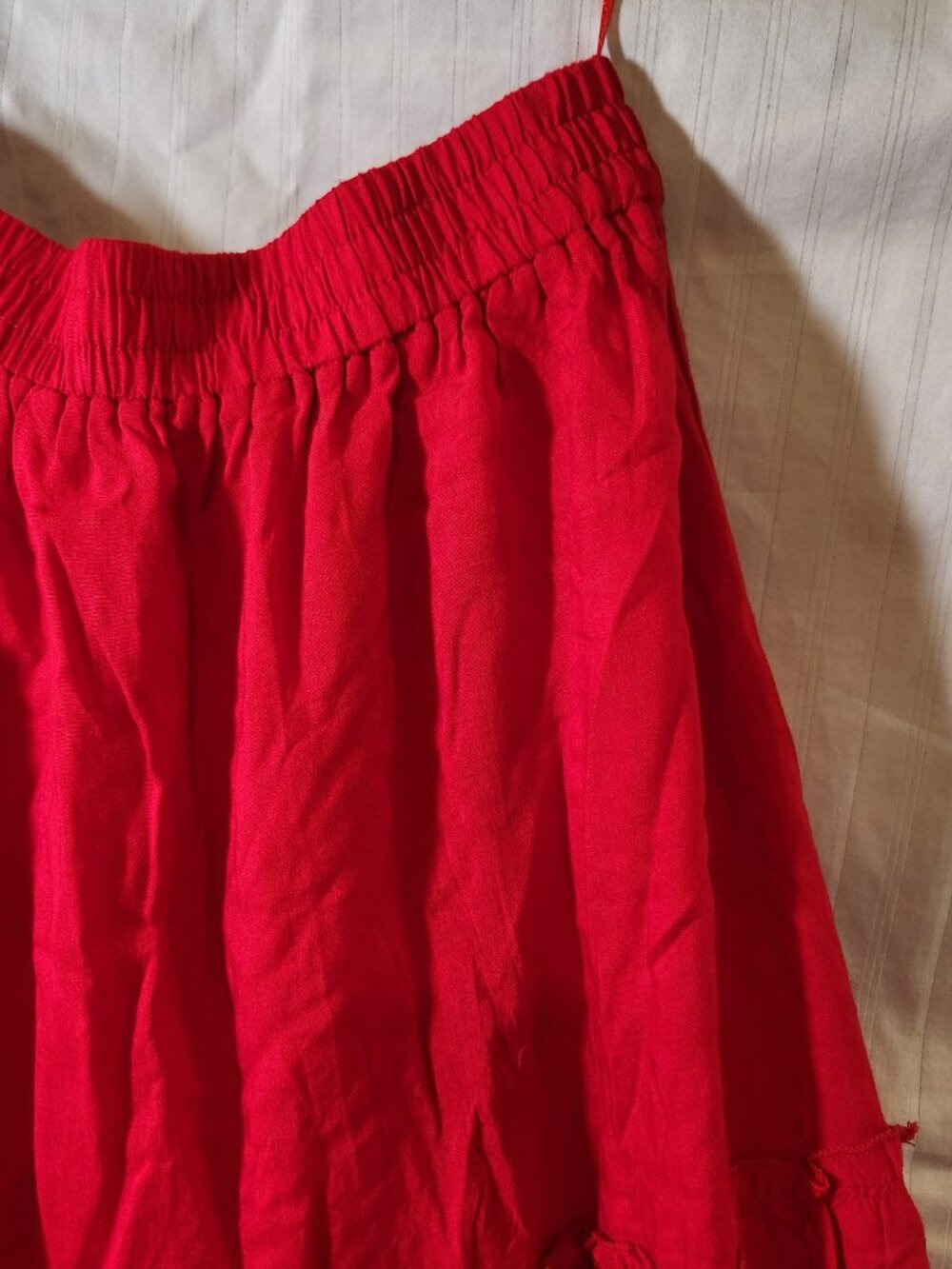Laffaire Los Angeles Red Rayon Sea Shell Embroidered Maxi Skirt Women's Size M - Picture 7 of 11